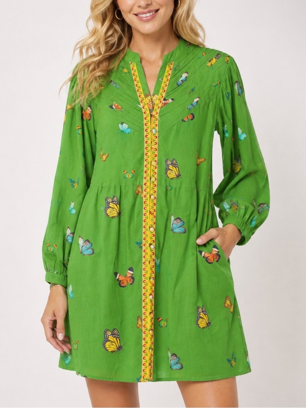 Anna Cate Skylar Green Butterfly Print Mini Dress